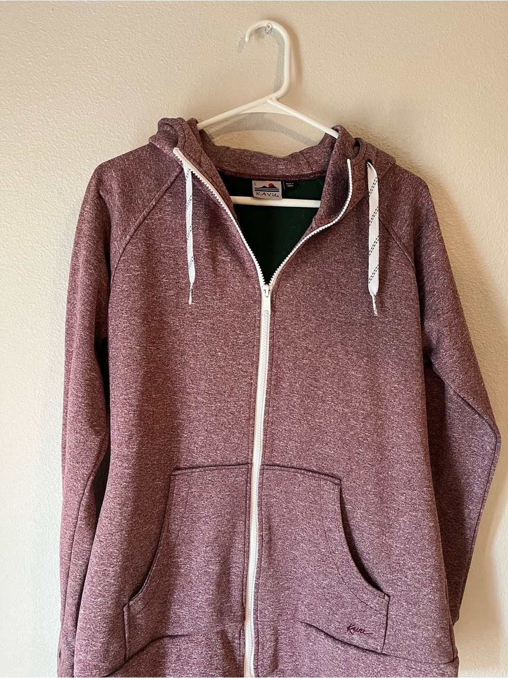 Kavu Heathered Maroon Full-Zip Hoodie with White Trim